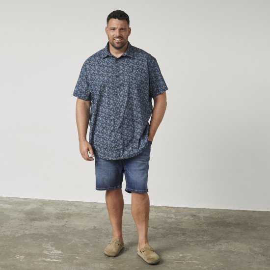 North Latitude 61112 Chemise Stretch Imprimé Intégral Bleu Marine - Chemises - Chemises Grandes Tailles Hommes