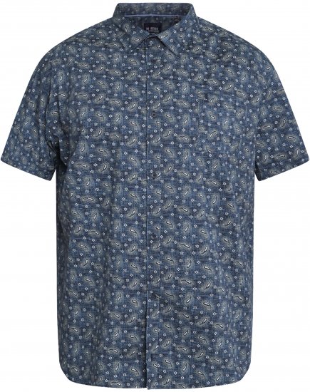 North Latitude 61112 Chemise Stretch Imprimé Intégral Bleu Marine - Chemises - Chemises Grandes Tailles Hommes