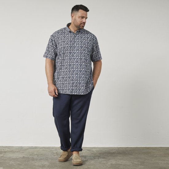 North Latitude 61114 Chemise Jersey Imprimé Intégral Bleu Marine - Chemises - Chemises Grandes Tailles Hommes