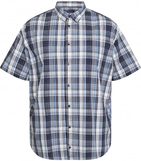 North Latitude 61115 Chemise à Carreaux Coupe Extra-Longue Bleu Marine - Chemises - Chemises Grandes Tailles Hommes