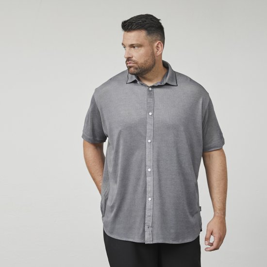North Latitude 61116 Chemise Piqué Chinée Manches Courtes Gris - Polos - Polos homme grande taille