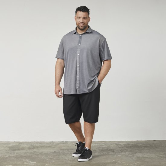 North Latitude 61116 Chemise Piqué Chinée Manches Courtes Gris - Polos - Polos homme grande taille