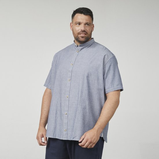 North Latitude 61164 Chemise Rayée à Col Mao Gris - Chemises - Chemises Grandes Tailles Hommes