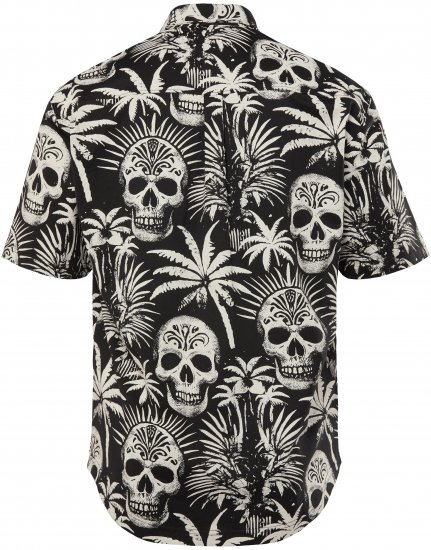 JP1880 Skull Pattern Jersey Short Sleeve Shirt Black - Chemises - Chemises Grandes Tailles Hommes
