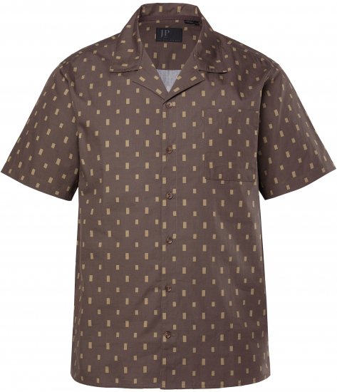 JP1880 Boxy Cuba Short Sleeve Shirt Brown - Chemises - Chemises Grandes Tailles Hommes