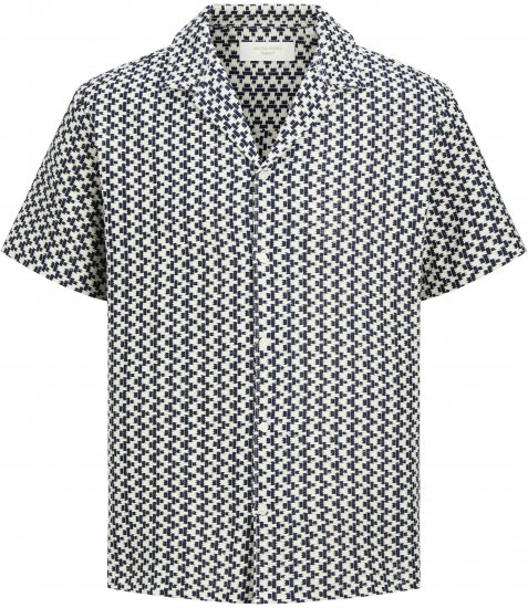 Jack & Jones Montauk Crochet Short Sleeve Shirt Navy - Chemises - Chemises Grandes Tailles Hommes