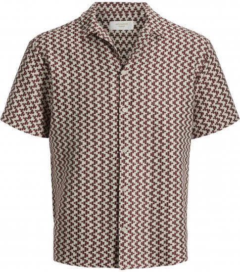 Jack & Jones Montauk Crochet Short Sleeve Shirt Dark Red - Chemises manche courte - Chemises Homme Manche Courte Grande Taille