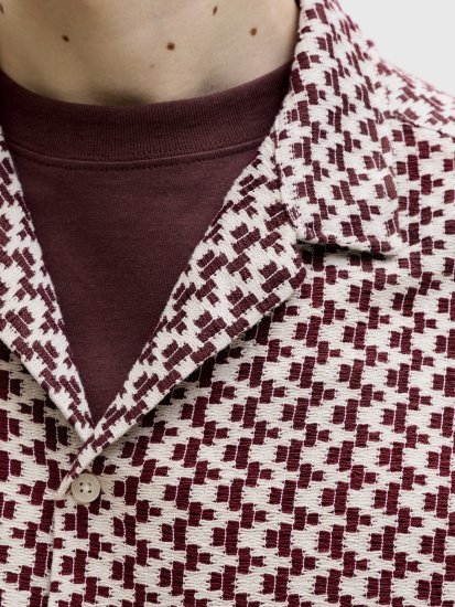 Jack & Jones Montauk Crochet Short Sleeve Shirt Dark Red - Chemises manche courte - Chemises Homme Manche Courte Grande Taille