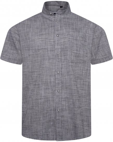 Kam Jeans 6334 Striped Grandad Short Sleeve Shirt Charcoal - Chemises - Chemises Grandes Tailles Hommes