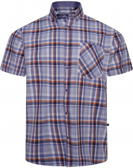 Kam Jeans 6339 Checked Short Sleeve Shirt Blue - Chemises - Chemises Grandes Tailles Hommes