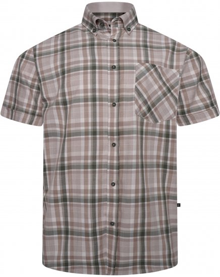 Kam Jeans 6339 Checked Short Sleeve Shirt Beige - Chemises - Chemises Grandes Tailles Hommes