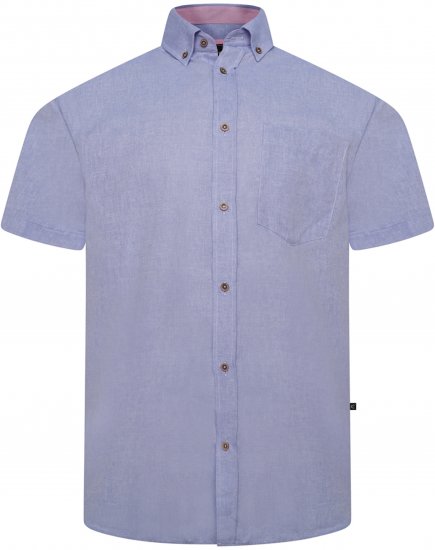 Kam Jeans 6340 Linen Mix Short Sleeve Shirt Blue - Chemises - Chemises Grandes Tailles Hommes