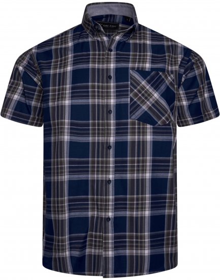 Kam jeans 6350 Casual Checked Short Sleeve Shirt Indigo - Chemises - Chemises Grandes Tailles Hommes