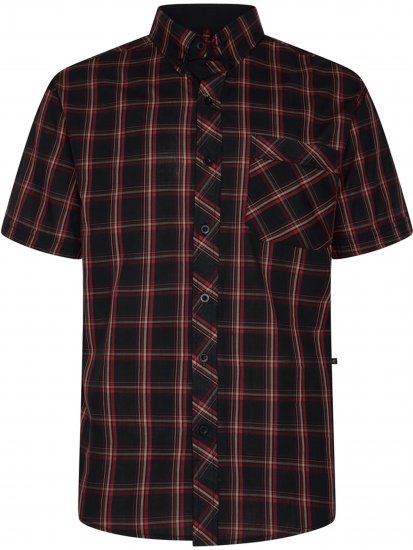 Kam Jeans 6365 Checked Short Sleeve Shirt Burgundy - Chemises - Chemises Grandes Tailles Hommes