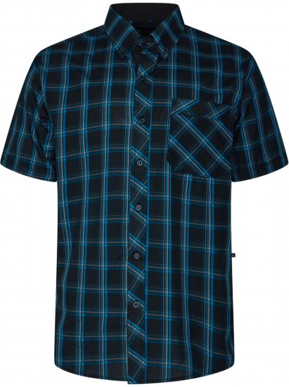 Kam Jeans 6365 Checked Short Sleeve Shirt Turquoise - Chemises - Chemises Grandes Tailles Hommes