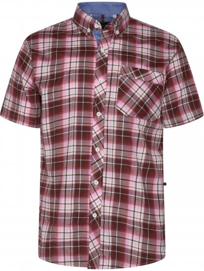 Kam Jeans 6368 Checked Short Sleeve Shirt Red - Chemises - Chemises Grandes Tailles Hommes