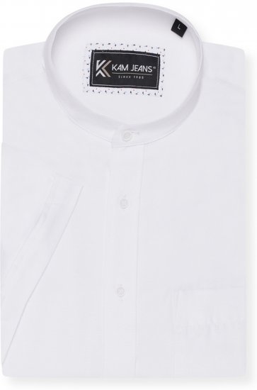 Kam Jeans P020 Premium Short Sleeve Oxford Shirt White - Chemises - Chemises Grandes Tailles Hommes