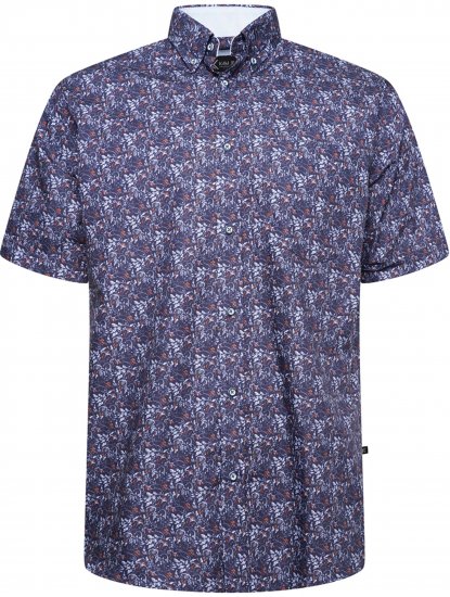 Kam Jeans P044 Premium Floral Printed Moonlight - Chemises manche courte - Chemises Homme Manche Courte Grande Taille