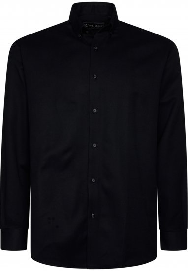 Kam Jeans 6357 Dobby Weave Shirt Black - Chemises - Chemises Grandes Tailles Hommes