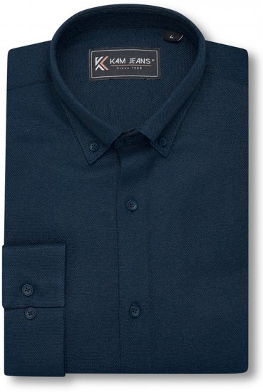 Kam Jeans 6357 Dobby Weave Shirt Navy - Chemises - Chemises Grandes Tailles Hommes