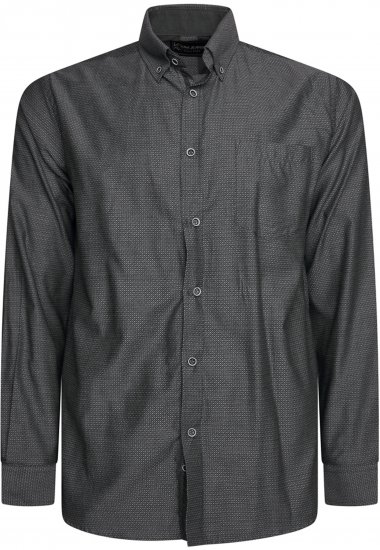 Kam Jeans 6359 All Over Geo Print Shirt Charcoal - Chemises - Chemises Grandes Tailles Hommes