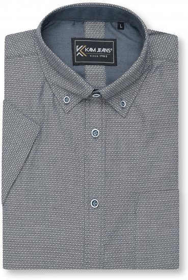 Kam Jeans 6359 All Over Geo Print Shirt Charcoal - Chemises - Chemises Grandes Tailles Hommes
