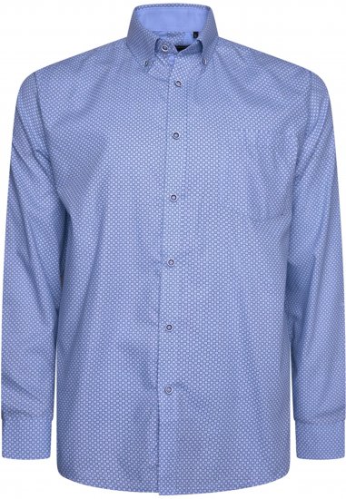 Kam Jeans 6361 All Over Geo Print Long Sleeve Shirt Sky Blue - Chemises - Chemises Grandes Tailles Hommes