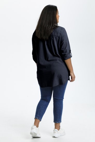 Kaffe Curve Nana Tunique Chemise Bleu Marine Nuit - Blouses et tuniques - 