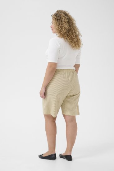 Kaffe Curve Nana Short rayé Chincilla/Blanc rayé - Jeans & Pantalons Femme Grandes Tailles – Plus Size - 