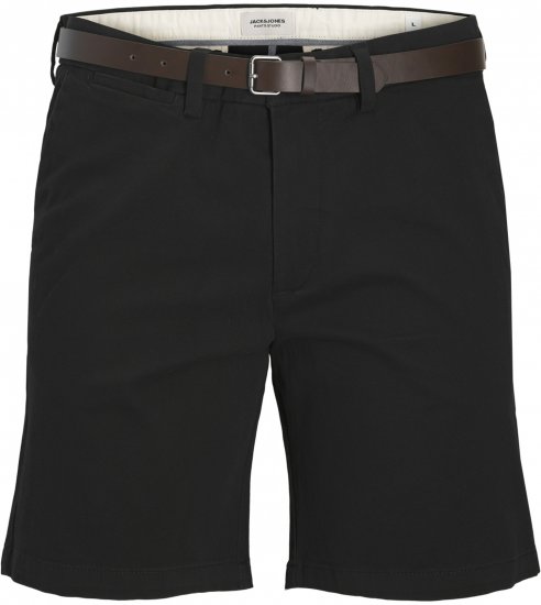 Jack & Jones Stadam Belted Chino Shorts Black - Shorts - Shorts hommes grande taille
