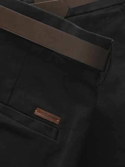 Jack & Jones Stadam Belted Chino Shorts Black - Shorts - Shorts hommes grande taille