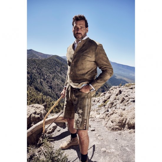 JP1880 Shorts Goat Suede with Belt Buckle Traditional Moss Green - Tenues de fête - Tenues de fête – Pour célébrer avec style et confort