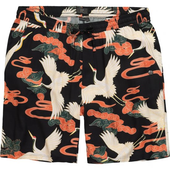 JP1880 Bermuda Shorts Floral All-over Print Black - Shorts - Shorts hommes grande taille