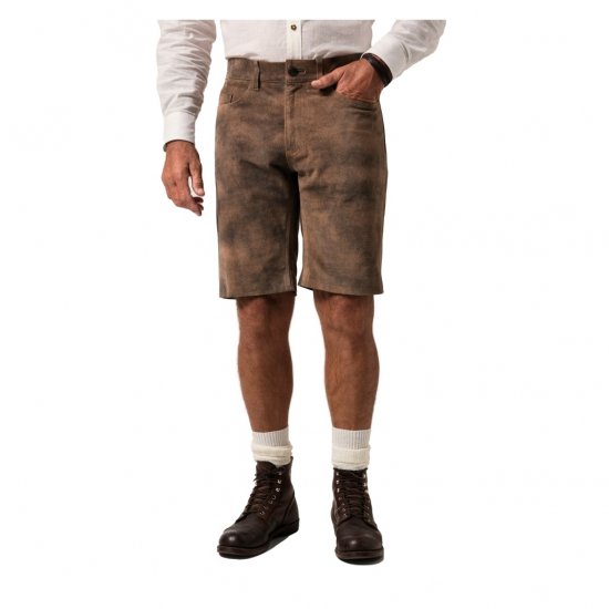 JP1880 Shorts Leather Traditional Cowhide Brown - Shorts - Shorts hommes grande taille
