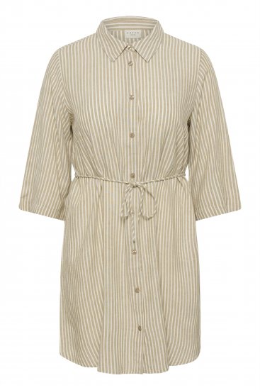 Kaffe Curve Milla Short Shirt Dress Chinchilla/Chalk Stripe - Robes mini - 
