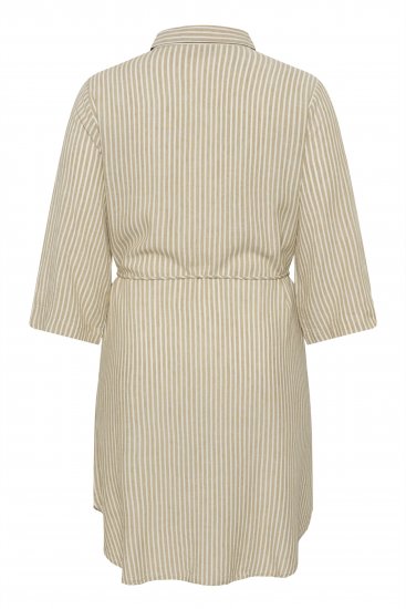 Kaffe Curve Milla Short Shirt Dress Chinchilla/Chalk Stripe - Robes mini - 