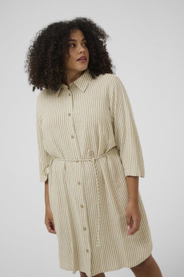 Kaffe Curve Milla Short Shirt Dress Chinchilla/Chalk Stripe - Robes mini - 