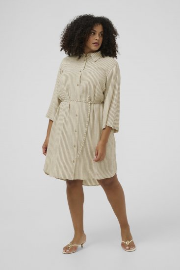 Kaffe Curve Milla Short Shirt Dress Chinchilla/Chalk Stripe - Robes mini - 