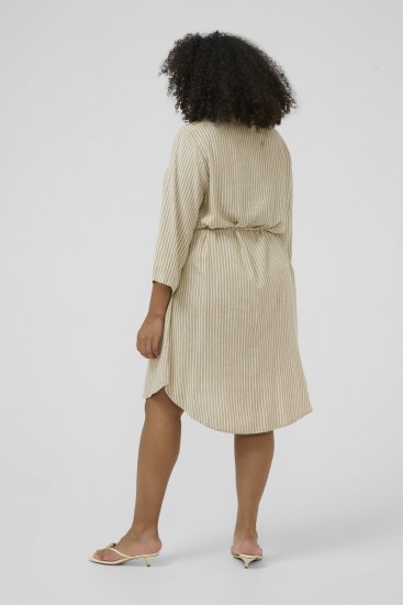 Kaffe Curve Milla Short Shirt Dress Chinchilla/Chalk Stripe - Robes mini - 