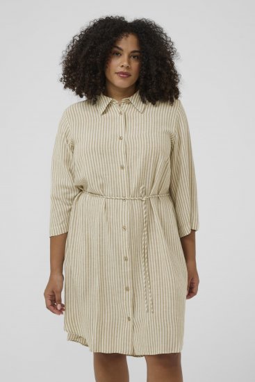 Kaffe Curve Milla Short Shirt Dress Chinchilla/Chalk Stripe - Robes mini - 
