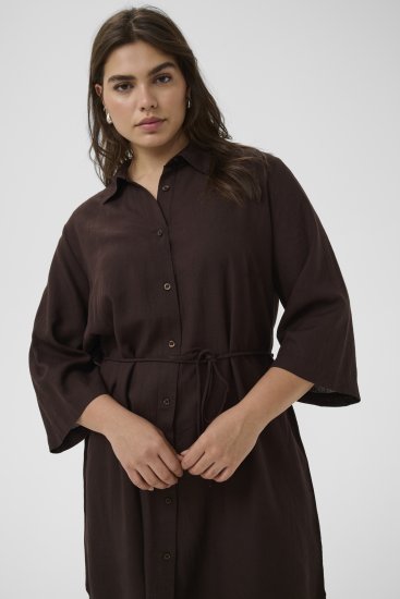 Kaffe Curve Mille Short Shirt Dress Black Coffee Brown - Robes mini - 