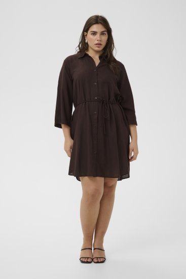 Kaffe Curve Mille Short Shirt Dress Black Coffee Brown - Robes mini - 