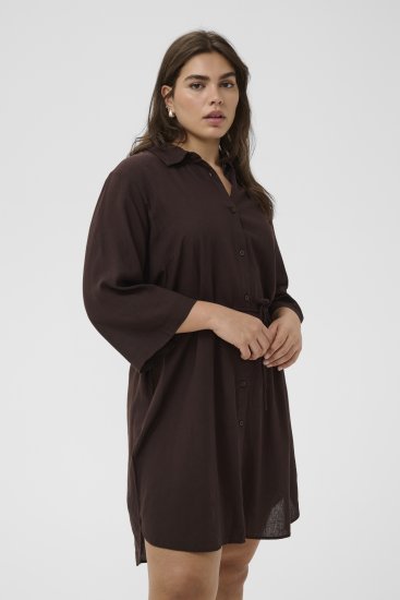 Kaffe Curve Mille Short Shirt Dress Black Coffee Brown - Robes mini - 