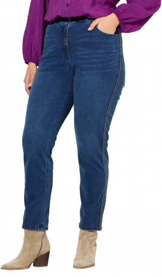 Ulla Popken Rhinestone Seam Stretch Fit Jeans Blue Denim - Jeans & Pantalons Femme Grandes Tailles – Plus Size - 
