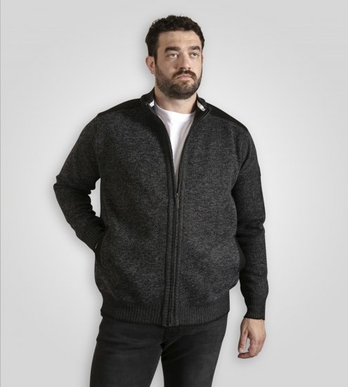 D555 Dereham 2 Knitted Sweater with Zipper Charcoal TALL - TALL sweatshirts - 