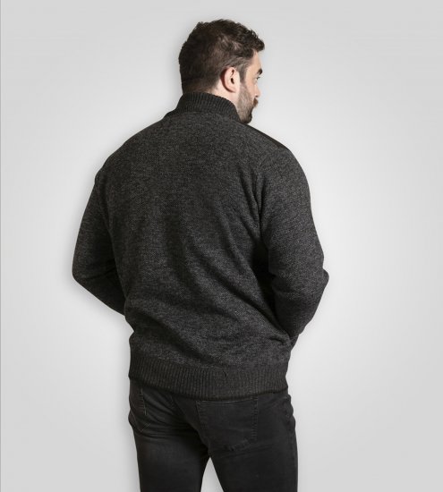 D555 Dereham 2 Knitted Sweater with Zipper Charcoal TALL - TALL sweatshirts - 