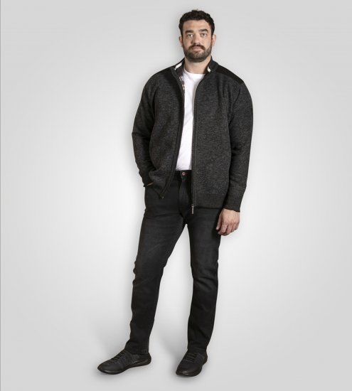 D555 Dereham 2 Knitted Sweater with Zipper Charcoal Marl - Sweatshirts & hoodies - Sweatshirts/Hoodies grande taille homme
