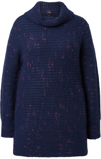 Ulla Popken Space Yarn Oversized Turtleneck Sweater Blue - Sweatshirts & hoodies - 