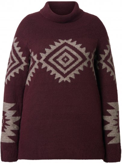 Ulla Popken Aztec Pattern Turtleneck Sweater Plum - Sweatshirts & hoodies - 