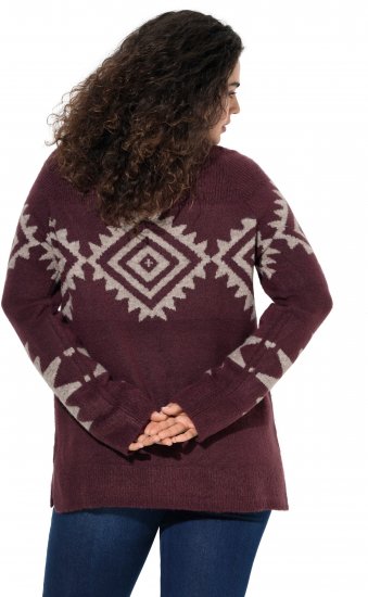 Ulla Popken Aztec Pattern Turtleneck Sweater Plum - Sweatshirts & hoodies - 